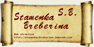 Stamenka Breberina vizit kartica
